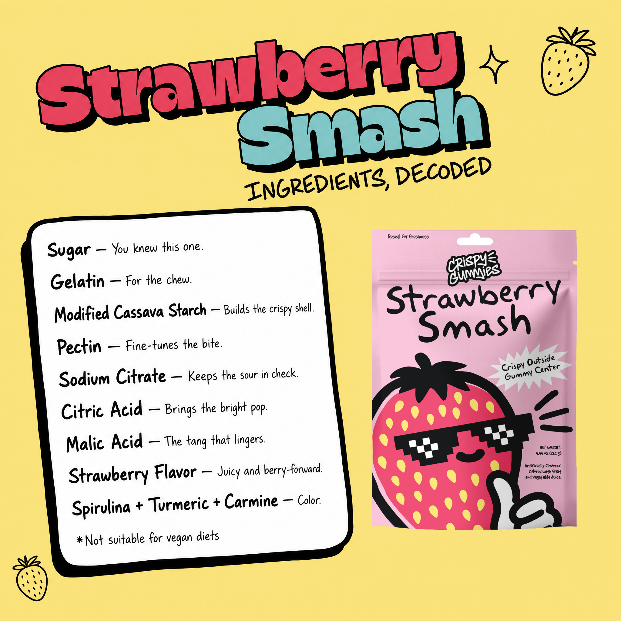 Crispy Gummies Strawberry Smash - 4.44oz