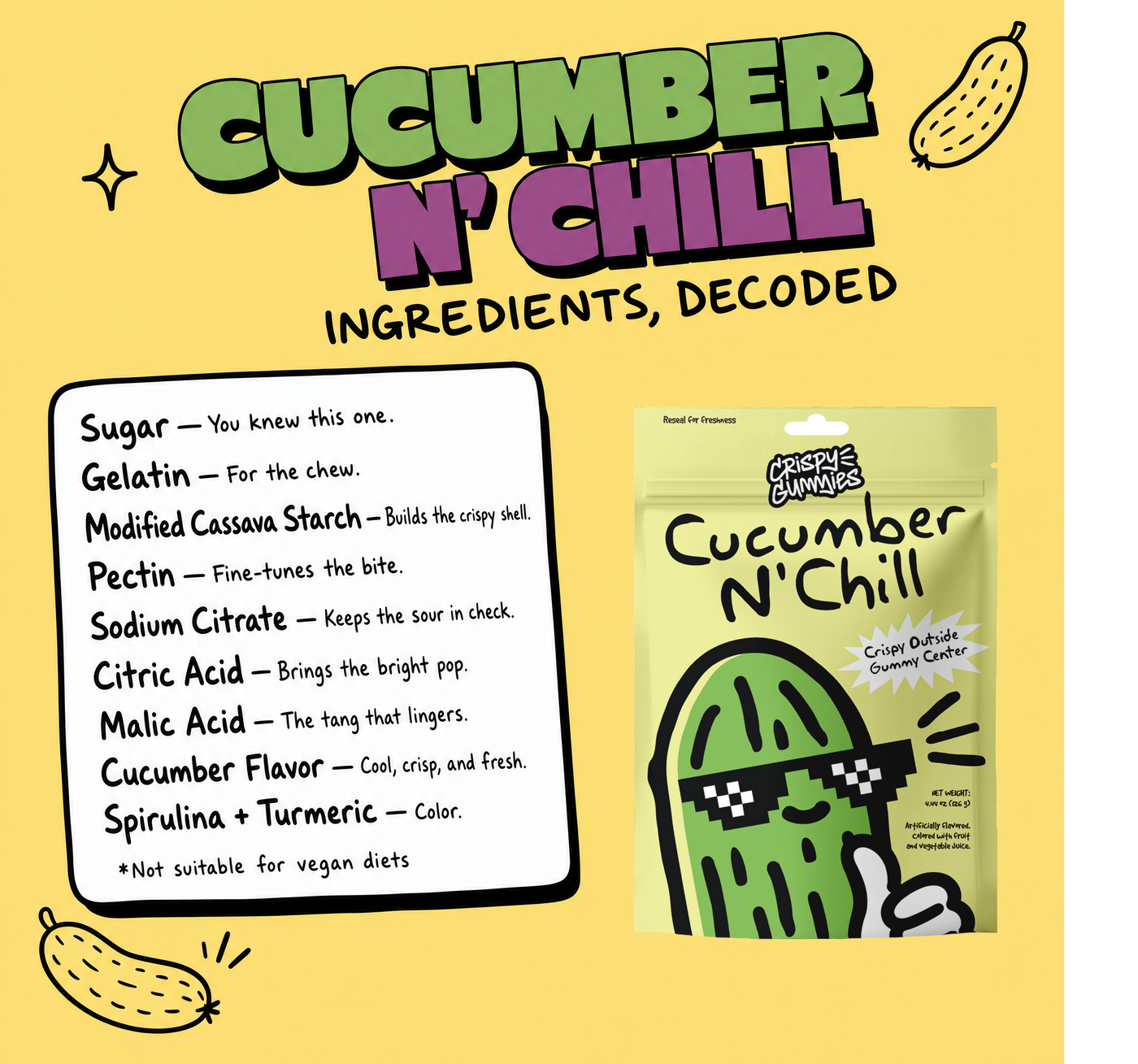 Crispy Gummies Cucumber N' Chill - 4.44oz