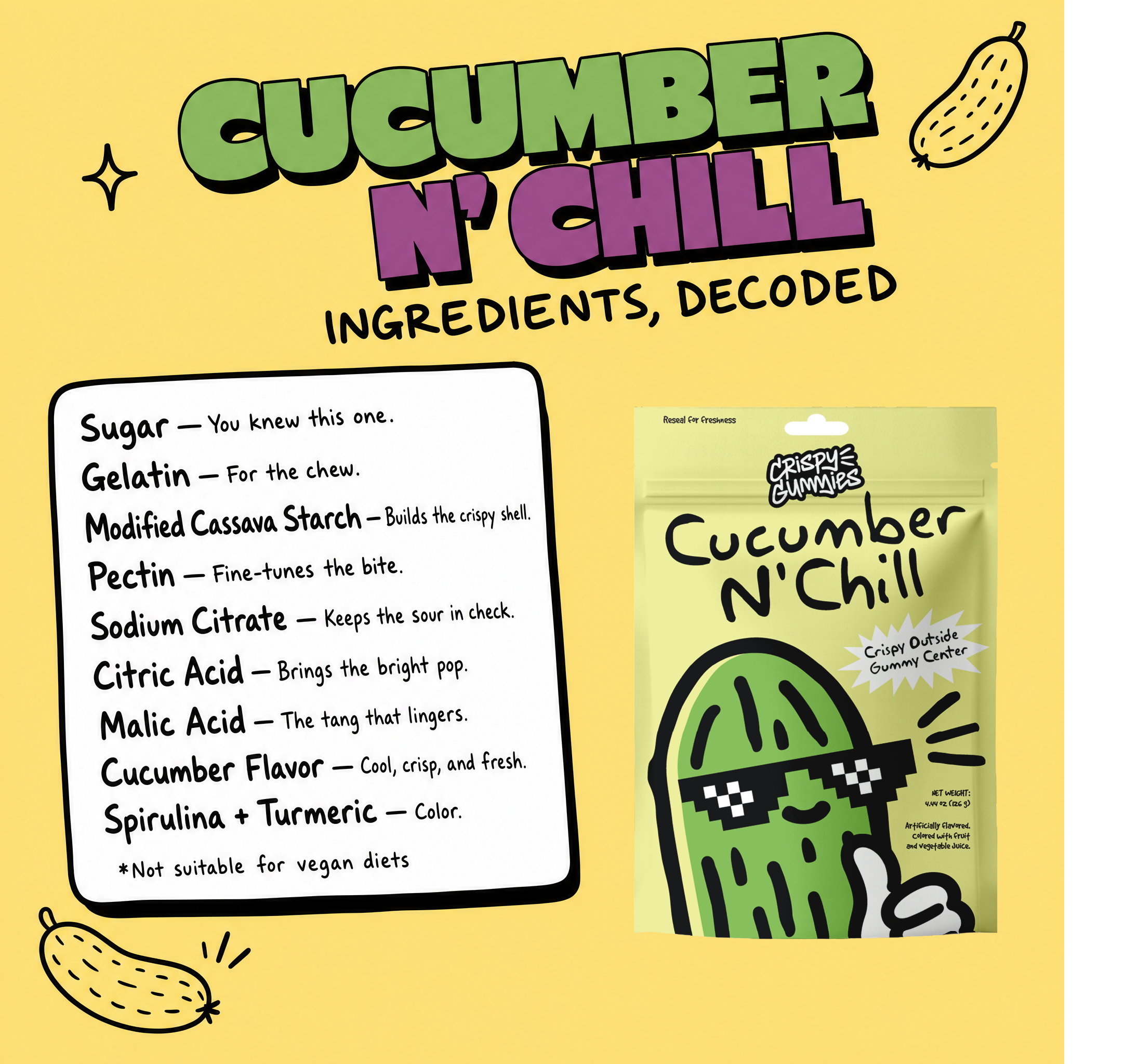 Crispy Gummies Cucumber N' Chill - 4.44oz