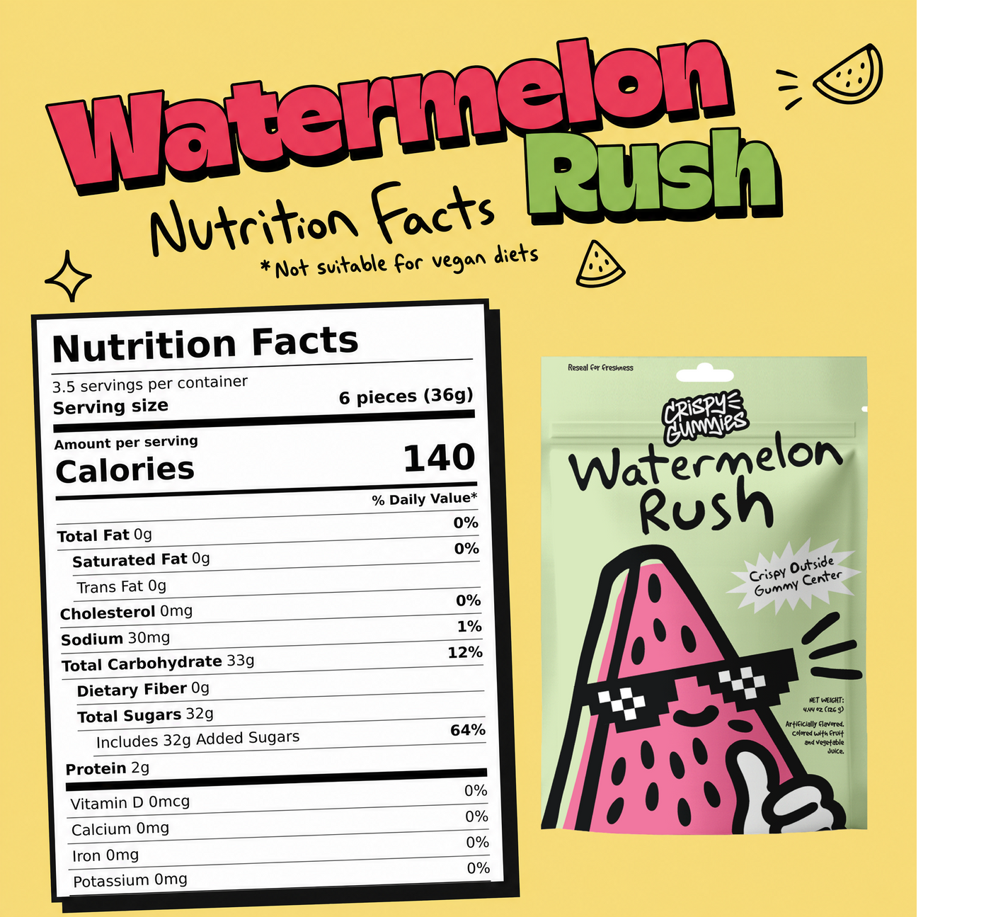 Crispy Gummies Watermelon Rush - 4.44oz
