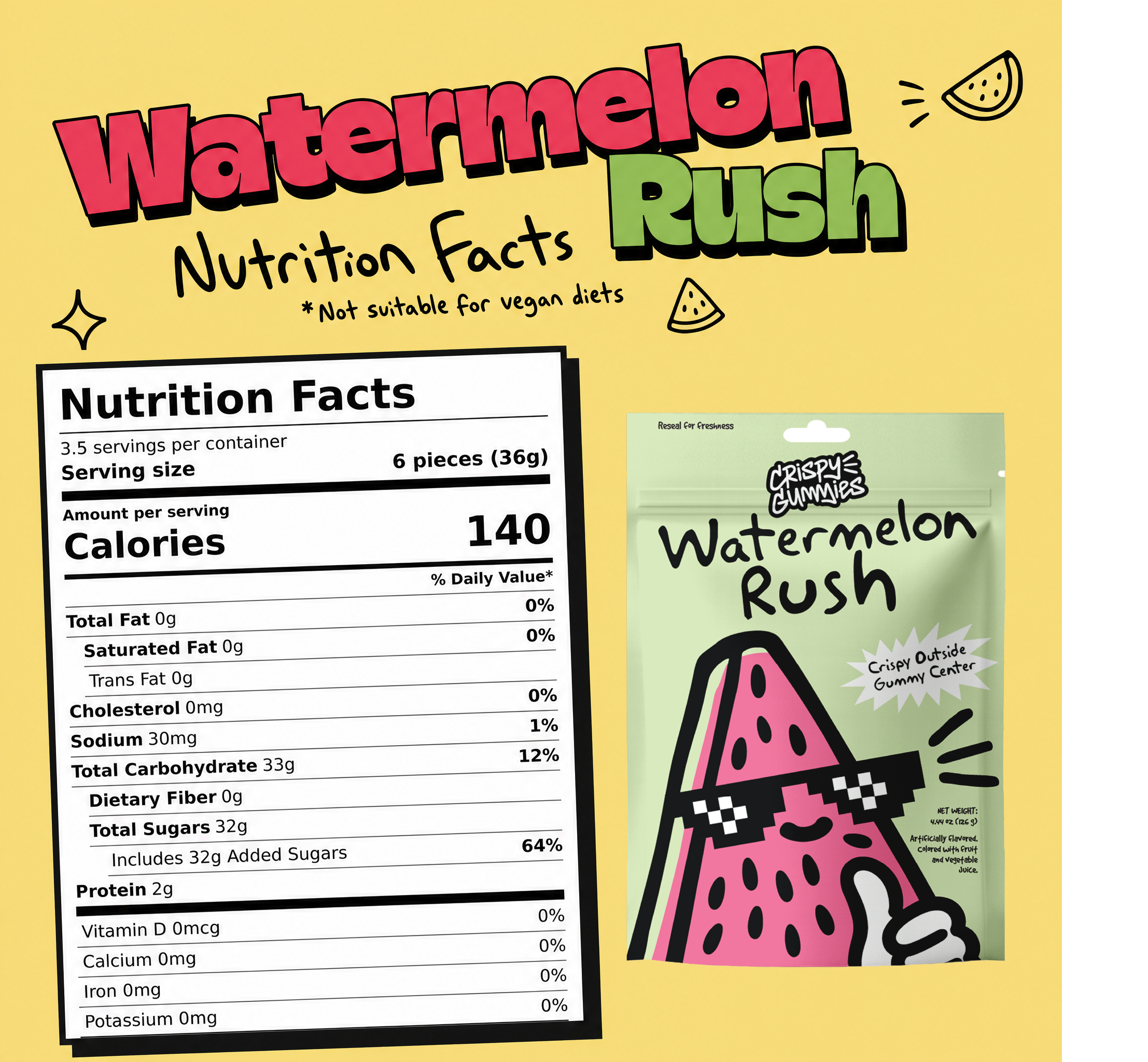 Crispy Gummies Watermelon Rush - 4.44oz