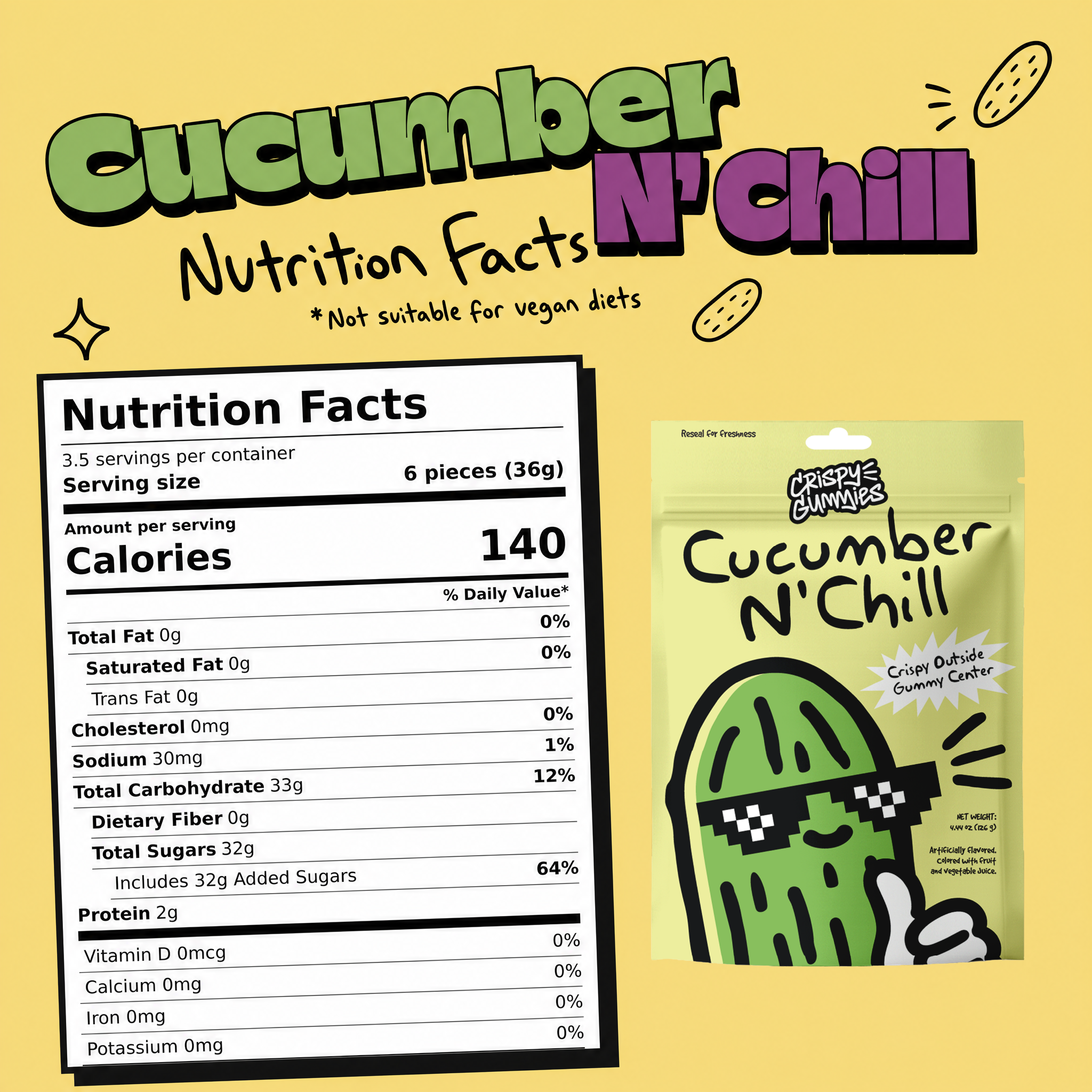 Crispy Gummies Cucumber N' Chill - 4.44oz